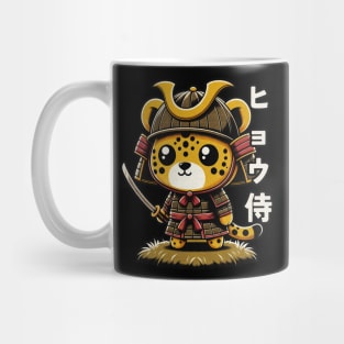 Kawaii Samurai Cute Animal Cub Jaguar with Katana Warrior Mug